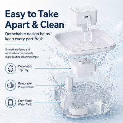 Komavic Cordless Motion Sensor Cat Water Fountain for Any Room - 3.1L Fresh Water Without Cords