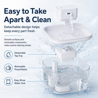 Komavic Cordless Motion Sensor Cat Water Fountain for Any Room - 3.1L Fresh Water Without Cords