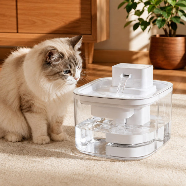 Komavic Cordless Motion Sensor Cat Water Fountain for Any Room - 3.1L Fresh Water Without Cords