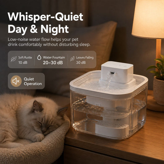 Komavic Cordless Motion Sensor Cat Water Fountain for Any Room - 3.1L Fresh Water Without Cords
