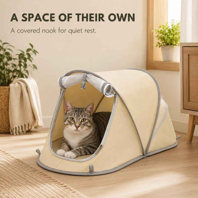 Paws in Awe Portable Foldable Pet Tent for Cats & Small Dogs - Cozy Private Resting Space for Home, Patio & Camping