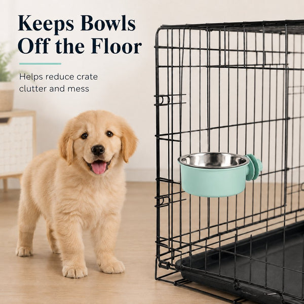Komavic Crate-Mounted Stainless Steel Pet Bowl