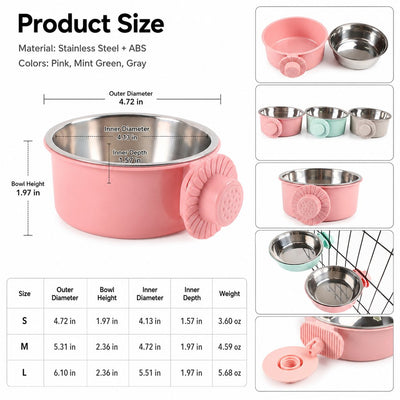 Komavic Crate-Mounted Stainless Steel Pet Bowl