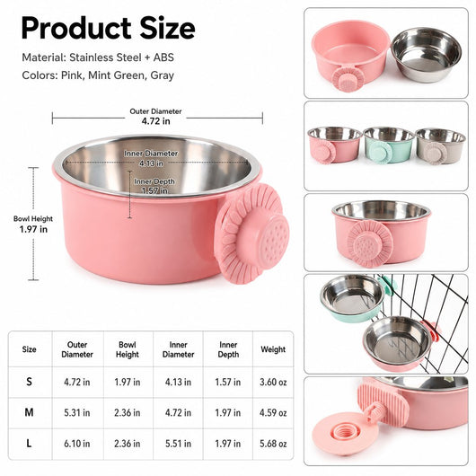 Komavic Crate-Mounted Stainless Steel Pet Bowl