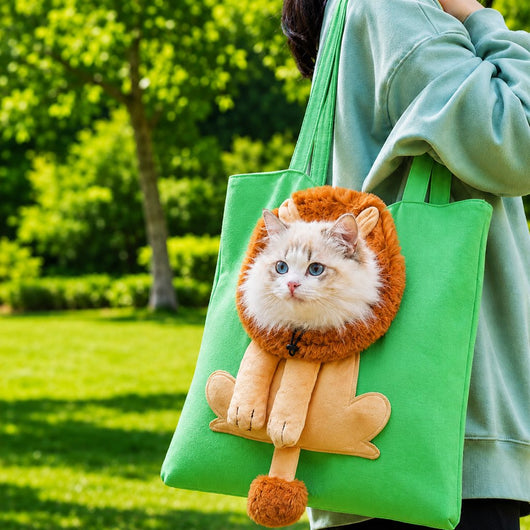 Head-Out Cat Carrier Tote with Safety Leash & Drawstring Opening