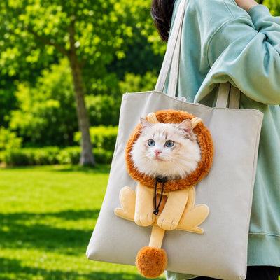 Head-Out Cat Carrier Tote with Safety Leash & Drawstring Opening