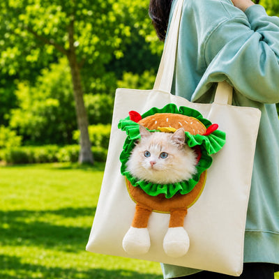 Head-Out Cat Carrier Tote with Safety Leash & Drawstring Opening