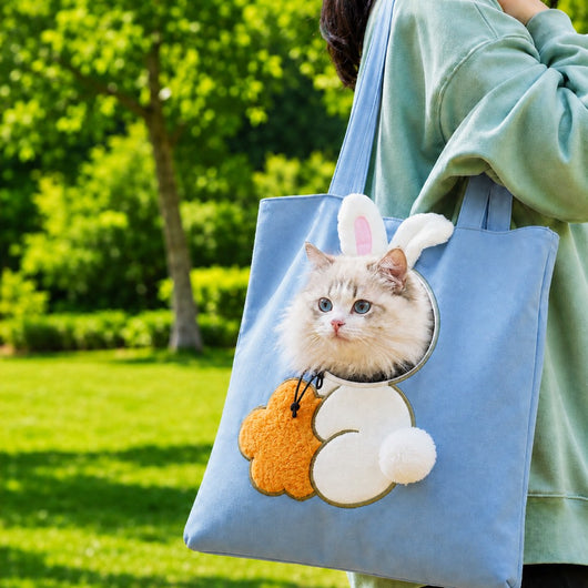 Head-Out Cat Carrier Tote with Safety Leash & Drawstring Opening