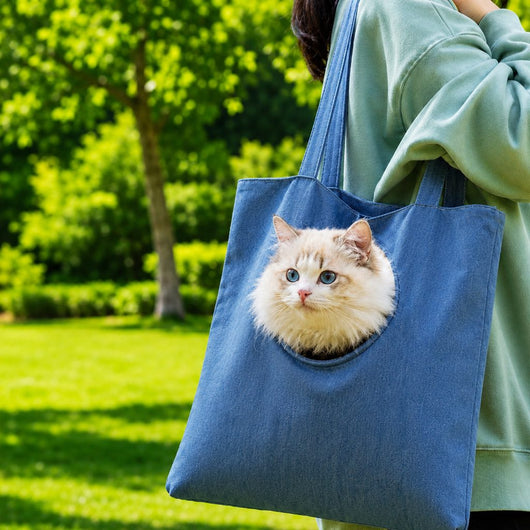 Head-Out Cat Carrier Tote with Safety Leash & Drawstring Opening
