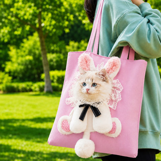 Head-Out Cat Carrier Tote with Safety Leash & Drawstring Opening