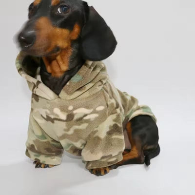 Komavic Camo Fleece Dog Hoodie for Long-Body Breeds