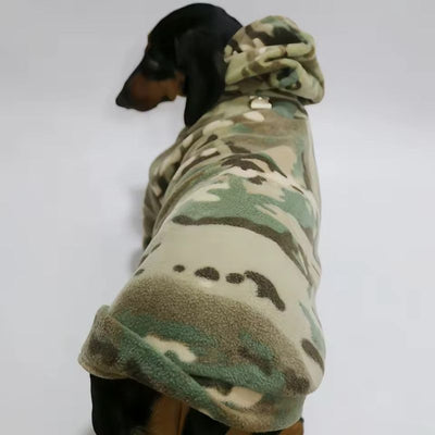 Komavic Camo Fleece Dog Hoodie for Long-Body Breeds