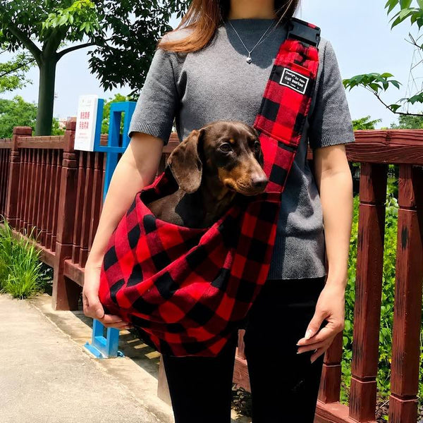Komavic Plaid Pet Sling Carrier for Small Dogs & Cats