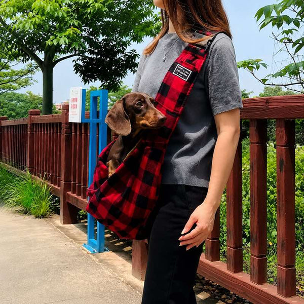 Komavic Plaid Pet Sling Carrier for Small Dogs & Cats