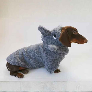 Komavic Plush Shark Dog Hoodie for Long-Body Dogs