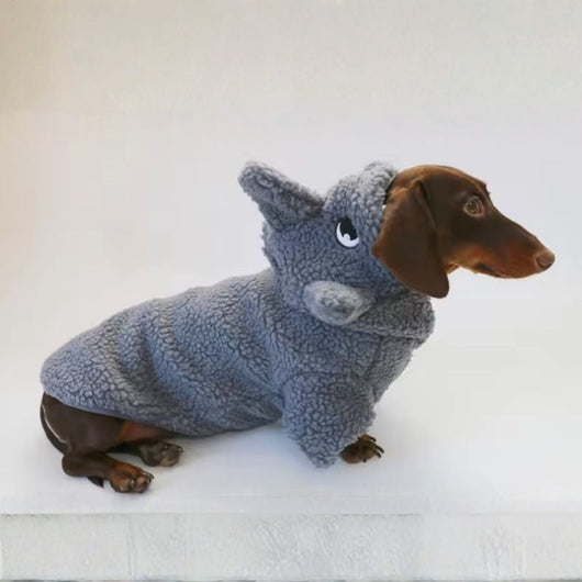 Komavic Plush Shark Dog Hoodie for Long-Body Dogs