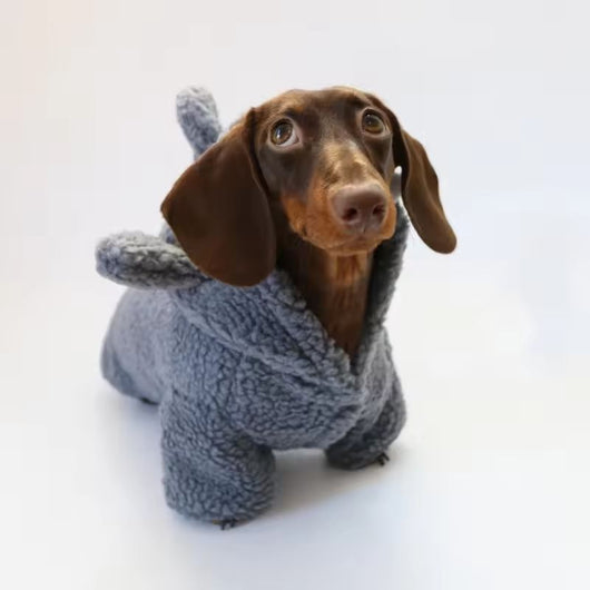 Komavic Plush Shark Dog Hoodie for Long-Body Dogs