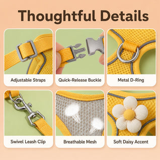 Komavic Daisy Pet Harness & Leash Set – Small Dogs & Cats