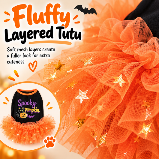 Komavic Halloween Dog Tutu Dress for Parties & Photos - Soft Lightweight Costume for Small Dogs