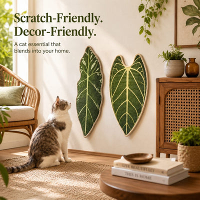 Botanical Sisal Cat Scratcher Mat for Walls, Doors & Floors – Space-Saving Cat Scratching Pad for Furniture Protection