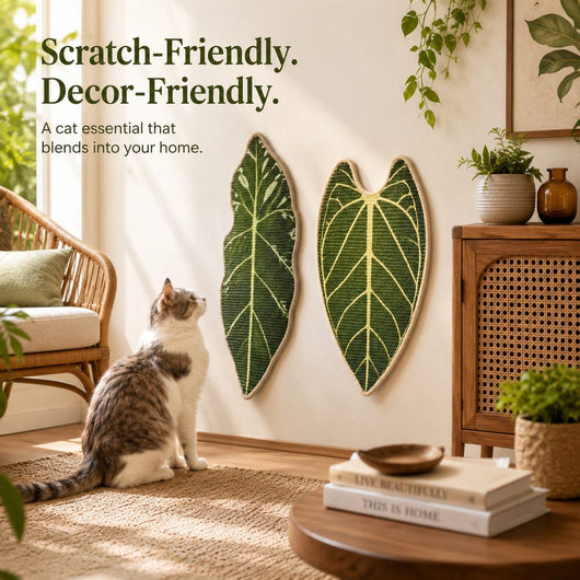 Botanical Sisal Cat Scratcher Mat for Walls, Doors & Floors – Space-Saving Cat Scratching Pad for Furniture Protection