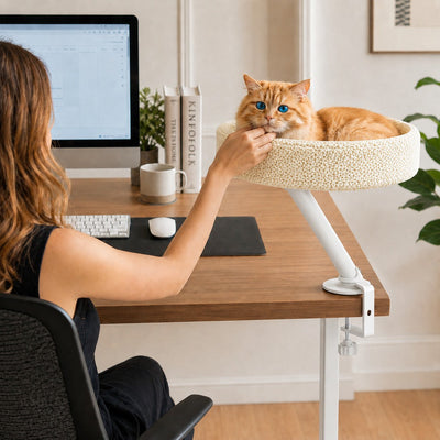 Komavic Desk-Mounted Cat Bed Perch with Clamp-On Design
