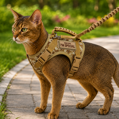 Tactical Cat Harness with Leash & Adjustable Escape-Resistant Vest