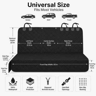 Komavic Waterproof Dog Car Back Seat Cover