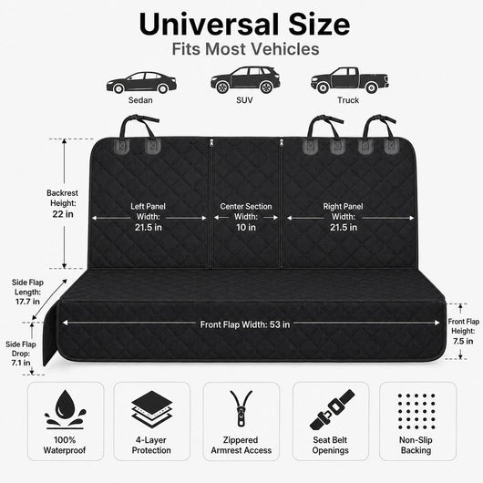 Komavic Waterproof Dog Car Back Seat Cover