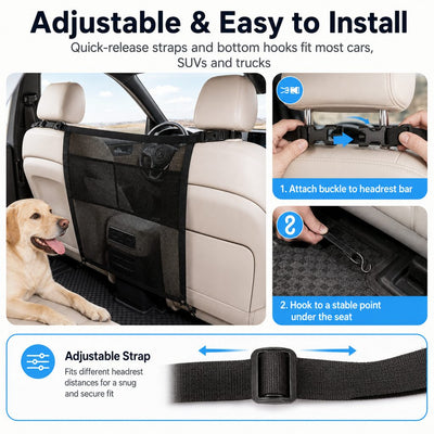 Komavic Dog Car Barrier Mesh with Storage Pocket