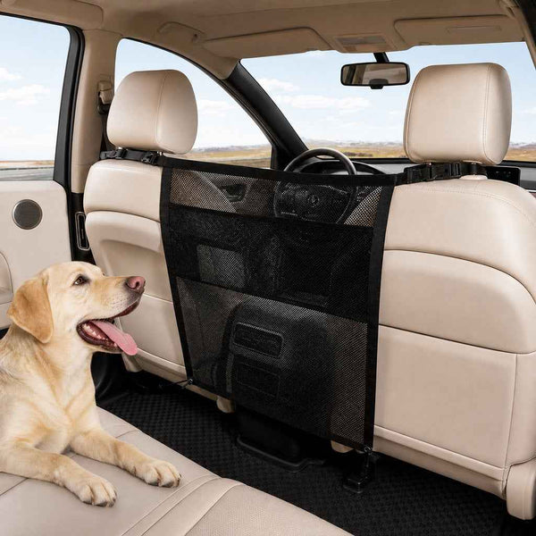 Paws in Awe Dog Car Barrier Mesh for Road Trips - Keep Pets in the Back Seat & Help Reduce Driver Distractions