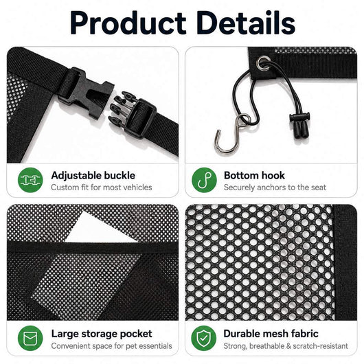 Komavic Dog Car Barrier Mesh with Storage Pocket