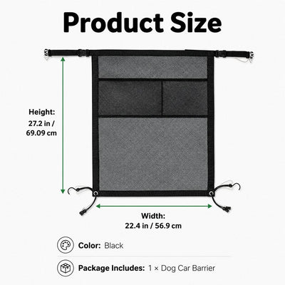 Komavic Dog Car Barrier Mesh with Storage Pocket