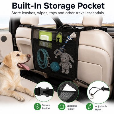 Komavic Dog Car Barrier Mesh with Storage Pocket