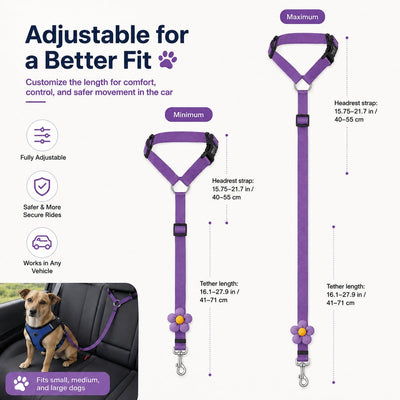 Komavic Adjustable Dog Car Seat Belt Headrest Tether
