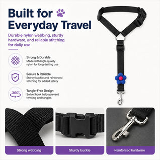 Komavic Adjustable Dog Car Seat Belt Headrest Tether
