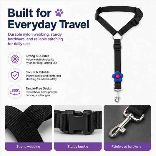 Komavic Adjustable Dog Car Seat Belt Headrest Tether