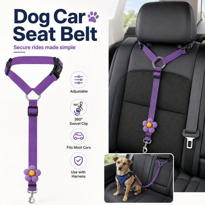 Komavic Adjustable Dog Car Seat Belt Headrest Tether