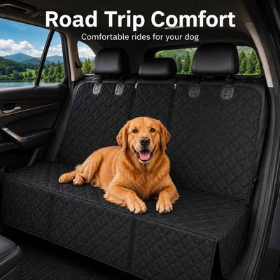 Paws in Awe Waterproof Dog Car Back Seat Cover for Road Trips - Protects from Mud, Fur & Scratches