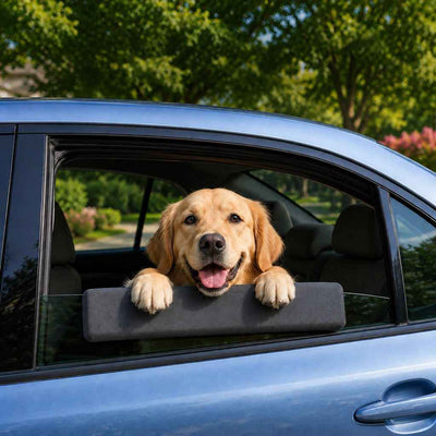 Paws in Awe Dog Car Window Chin Rest Cushion - Soft Door-Edge Pillow for Road Trips & Daily Rides