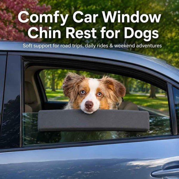 Paws in Awe Dog Car Window Chin Rest Cushion - Soft Door-Edge Pillow for Road Trips & Daily Rides