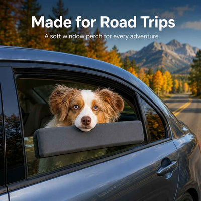 Paws in Awe Dog Car Window Chin Rest Cushion - Soft Door-Edge Pillow for Road Trips & Daily Rides