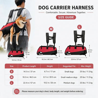 Komavic Hands-Free Dog Carrier Harness Backpack for Walks, Hiking & Travel
