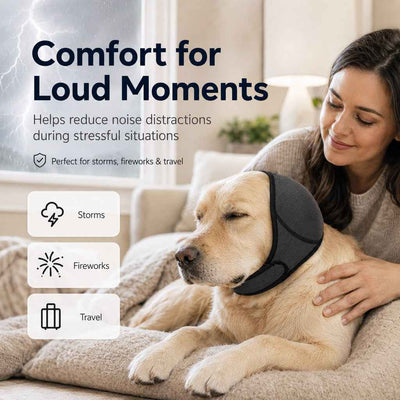Paws in Awe Dog Ear Cover for Swimming, Bath Time & Loud Noise Comfort - Soft Calming Ear Muff to Help Keep Water & Debris Out