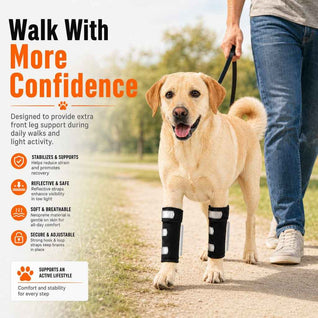 Komavic Dog Front Leg Brace for Weak or Injured Legs - Adjustable Support for Stability, Recovery & Daily Walking Comfort