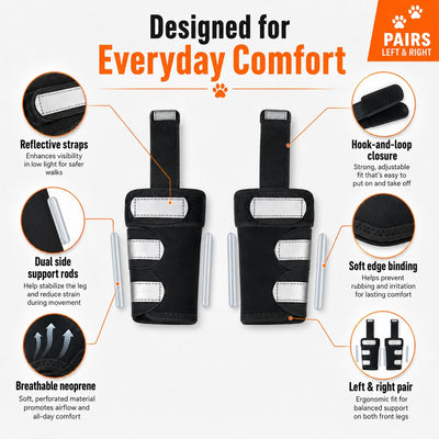 Komavic Dog Front Leg Brace for Weak or Injured Legs - Adjustable Support for Stability, Recovery & Daily Walking Comfort