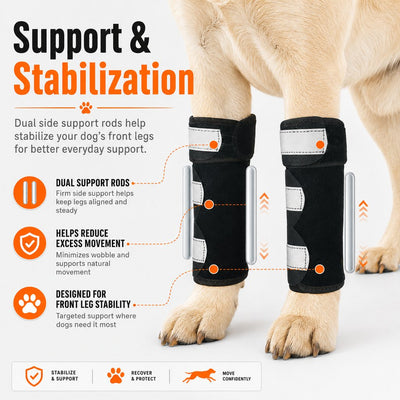 Komavic Dog Front Leg Brace for Weak or Injured Legs - Adjustable Support for Stability, Recovery & Daily Walking Comfort