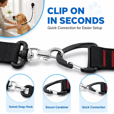 Hands-Free Dog Bathing & Grooming Suction Cup Tether - Less Chasing, Easier At-Home Grooming