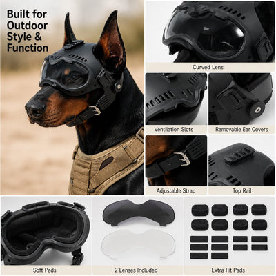 Komavic K9 Dog Helmet with Goggles