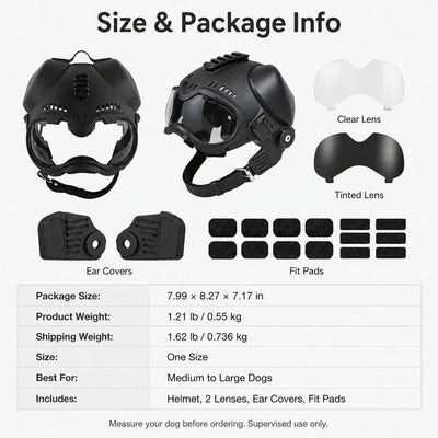 Komavic K9 Dog Helmet with Goggles